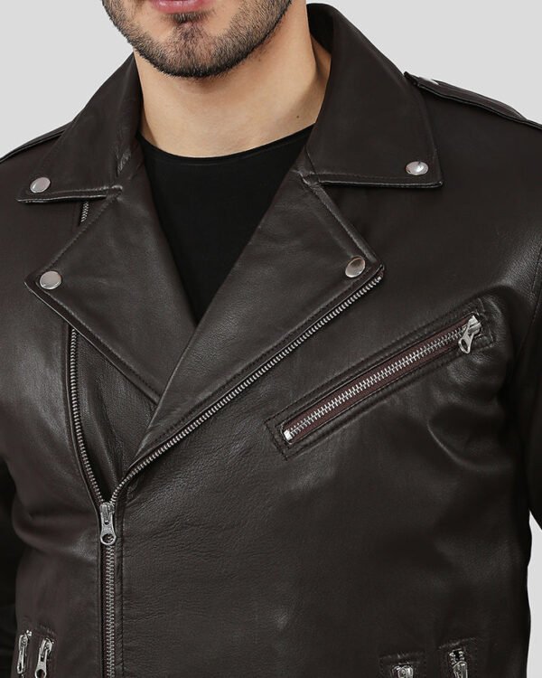 VogueHide Arlo Brown Lambskin Leather Jacket – Timeless Style - Image 4