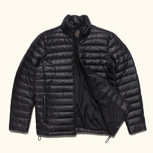 Adventure-Ready Warmth – The VogueHide Bridger Leather Down Jacket | Black - Image 2