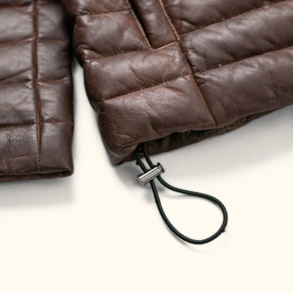 Embrace the Alpine Adventure – The VogueHide Bridger Leather Down Jacket | Dark Brown - Image 9