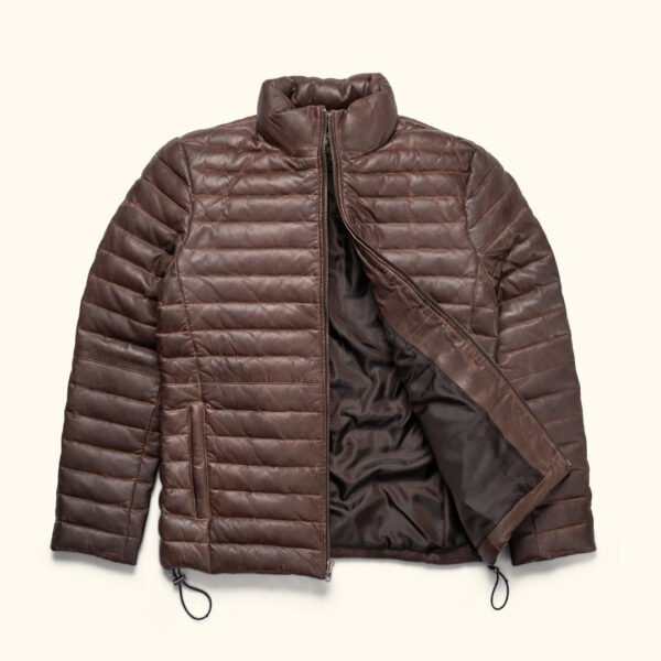 Embrace the Alpine Adventure – The VogueHide Bridger Leather Down Jacket | Dark Brown - Image 2