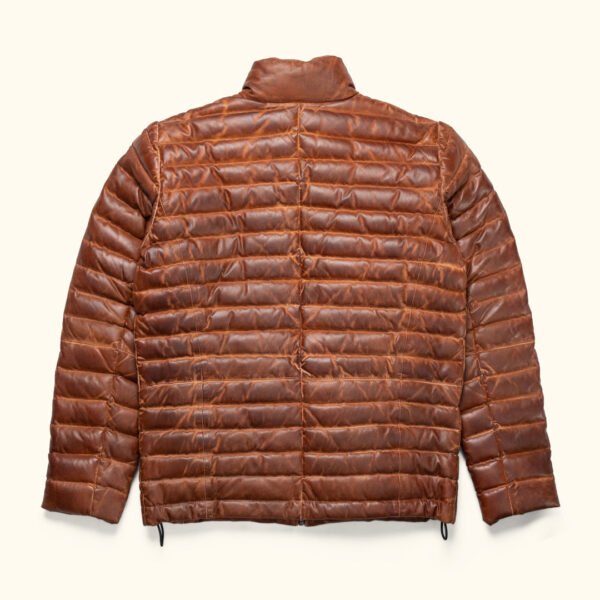 Experience Ultimate Alpine Style – The VogueHide Bridger Leather Down Jacket | Light Brown - Image 5