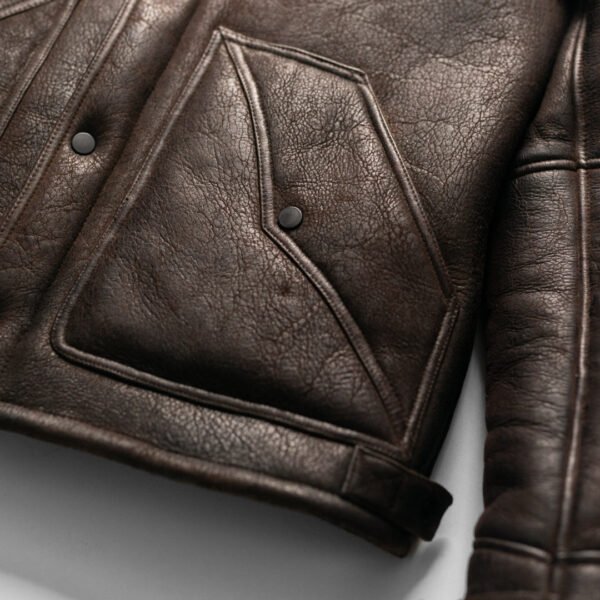 Channel Western Grit with the VogueHide Jackson Leather Shearling Jacket | Brown - Image 9