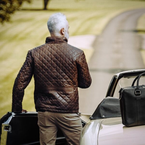Discover Heritage Style with the VogueHide Highlands Leather Quilted Jacket | Mahogany Brown - Image 2