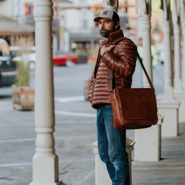 Experience Ultimate Alpine Style – The VogueHide Bridger Leather Down Jacket | Light Brown - Image 20