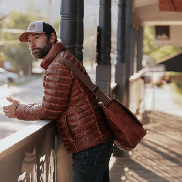 Experience Ultimate Alpine Style – The VogueHide Bridger Leather Down Jacket | Light Brown - Image 21