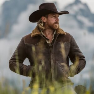 Channel Western Grit with the VogueHide Jackson Leather Shearling Jacket | Brown