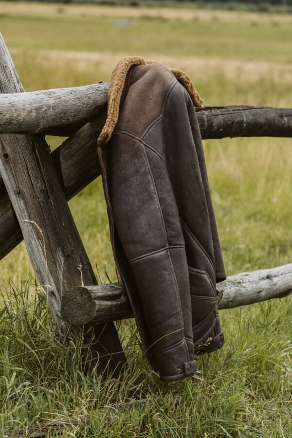 Channel Western Grit with the VogueHide Jackson Leather Shearling Jacket | Brown - Image 15