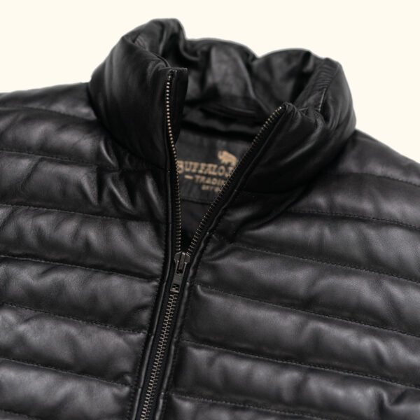 Adventure-Ready Warmth – The VogueHide Bridger Leather Down Jacket | Black - Image 5