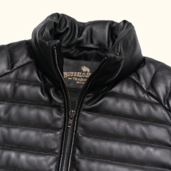 Elevate Your Mountain Style – The VogueHide Bridger Leather Down Vest | Black - Image 4