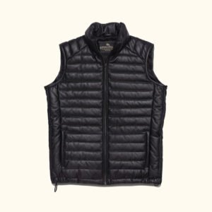 Elevate Your Mountain Style – The VogueHide Bridger Leather Down Vest | Black