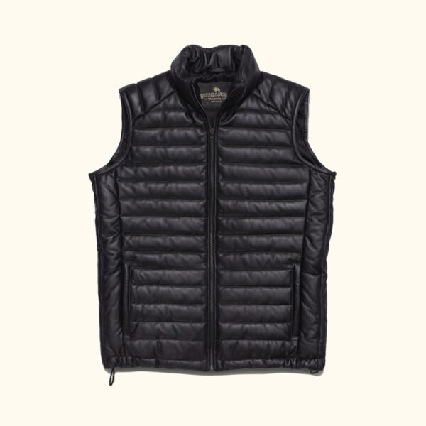 Elevate Your Mountain Style – The VogueHide Bridger Leather Down Vest | Black