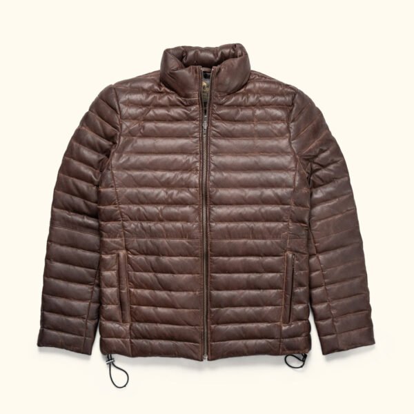 Embrace the Alpine Adventure – The VogueHide Bridger Leather Down Jacket | Dark Brown - Image 7