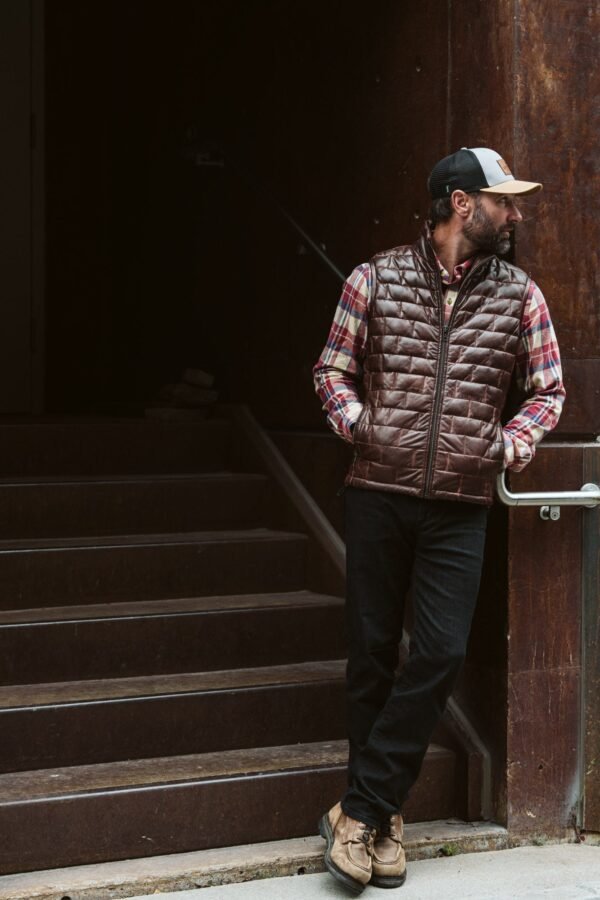 Embrace Rugged Elegance with the VogueHide Teton Leather Vest | Brown - Image 3