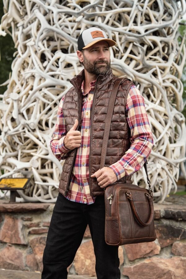 Embrace Rugged Elegance with the VogueHide Teton Leather Vest | Brown - Image 11