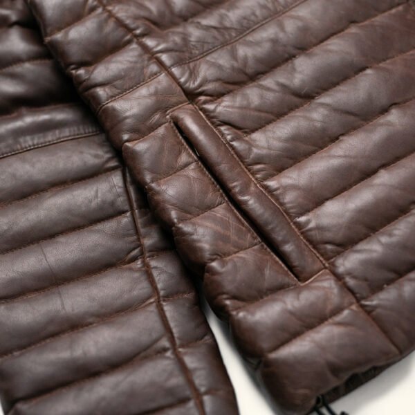 Embrace the Alpine Adventure – The VogueHide Bridger Leather Down Jacket | Dark Brown - Image 8
