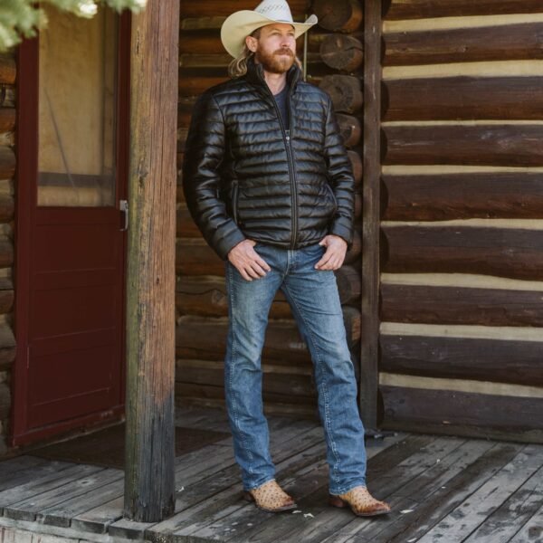 Adventure-Ready Warmth – The VogueHide Bridger Leather Down Jacket | Black - Image 9