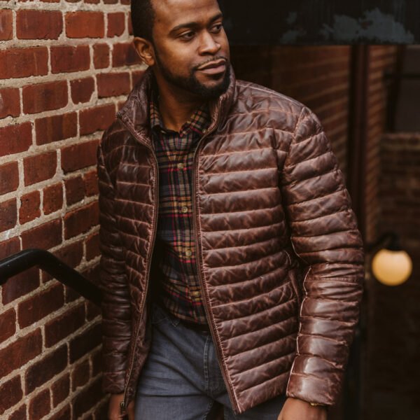 Embrace the Alpine Adventure – The VogueHide Bridger Leather Down Jacket | Dark Brown - Image 10
