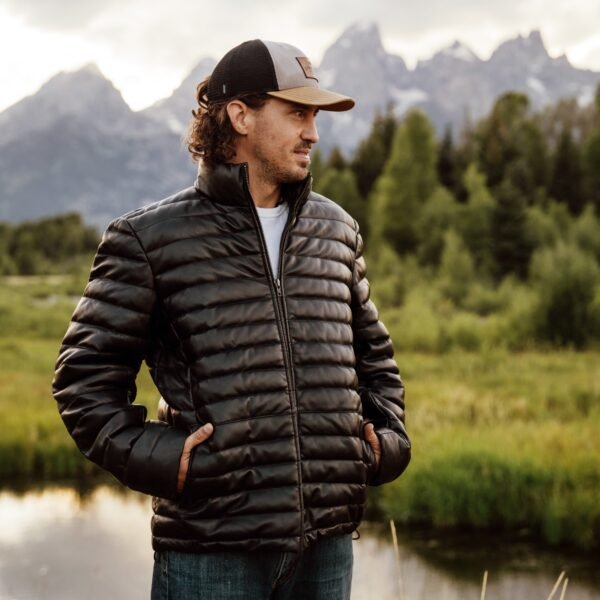 Adventure-Ready Warmth – The VogueHide Bridger Leather Down Jacket | Black