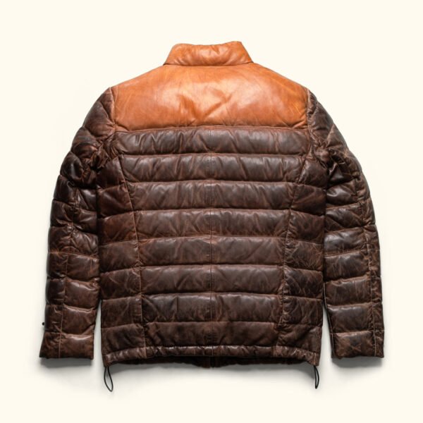 Built for the Cold. Styled for the Peak – The VogueHide Bridger Leather Down Jacket | Tan & Brown - Image 4