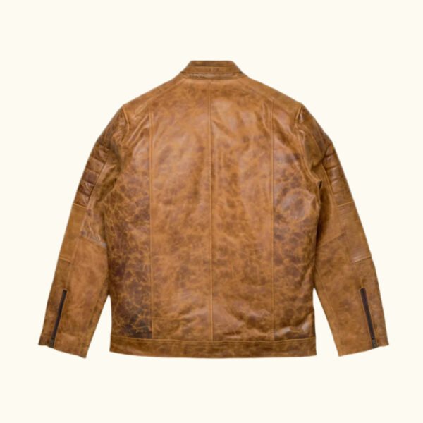 Ride with Attitude – The VogueHide Café Racer Leather Jacket | Distressed Tan - Image 3