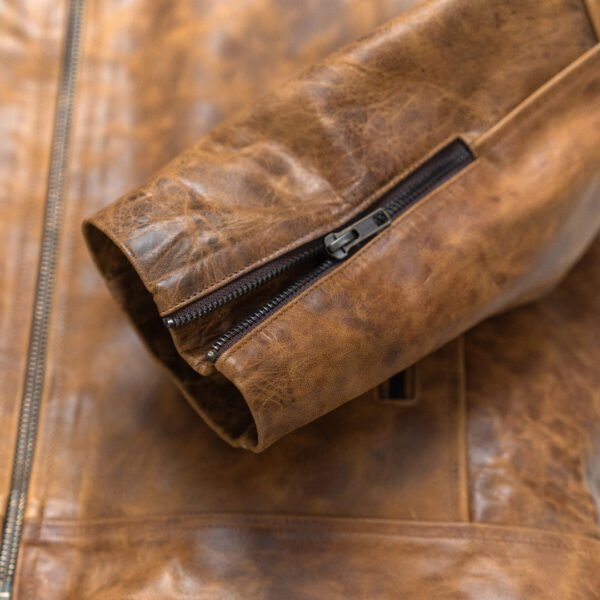 Ride with Attitude – The VogueHide Café Racer Leather Jacket | Distressed Tan - Image 10