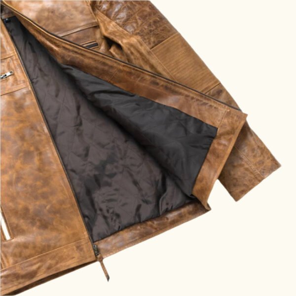 Ride with Attitude – The VogueHide Café Racer Leather Jacket | Distressed Tan - Image 5