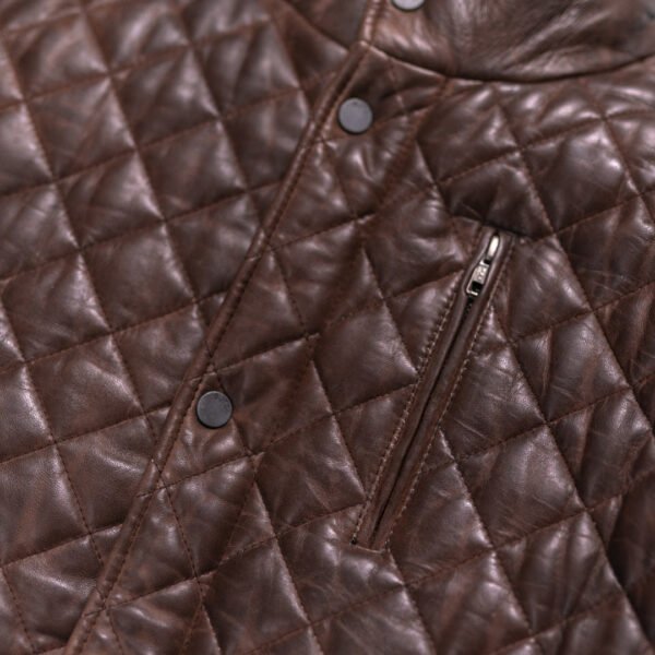 Discover Heritage Style with the VogueHide Highlands Leather Quilted Jacket | Mahogany Brown - Image 11