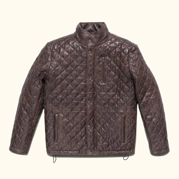 Discover Heritage Style with the VogueHide Highlands Leather Quilted Jacket | Mahogany Brown - Image 6