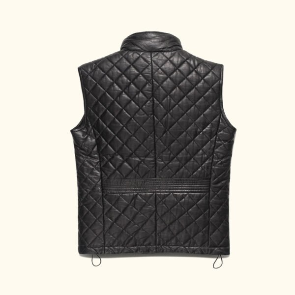 Step into Vintage Sophistication with the VogueHide Highlands Leather Quilted Vest | Black - Image 7