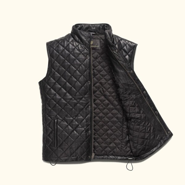 Step into Vintage Sophistication with the VogueHide Highlands Leather Quilted Vest | Black - Image 5