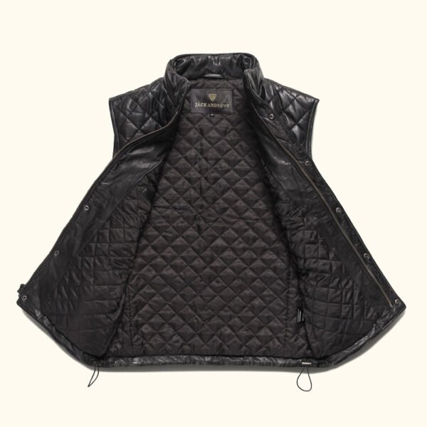 Step into Vintage Sophistication with the VogueHide Highlands Leather Quilted Vest | Black - Image 6