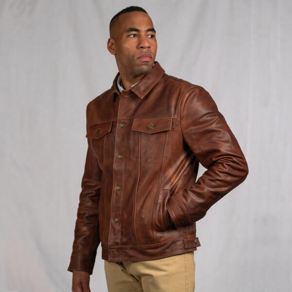 Where Heritage Meets Edge – The VogueHide Driggs Leather Jacket | Cognac Brown - Image 8