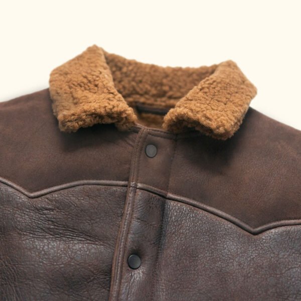 Channel Western Grit with the VogueHide Jackson Leather Shearling Jacket | Brown - Image 10