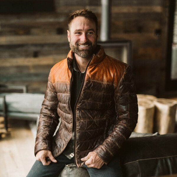 Built for the Cold. Styled for the Peak – The VogueHide Bridger Leather Down Jacket | Tan & Brown - Image 7