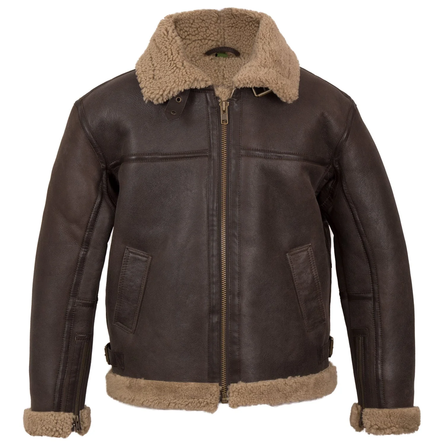B5: Men's Beige Sheepskin Leather Flying Jacket by VogueHide