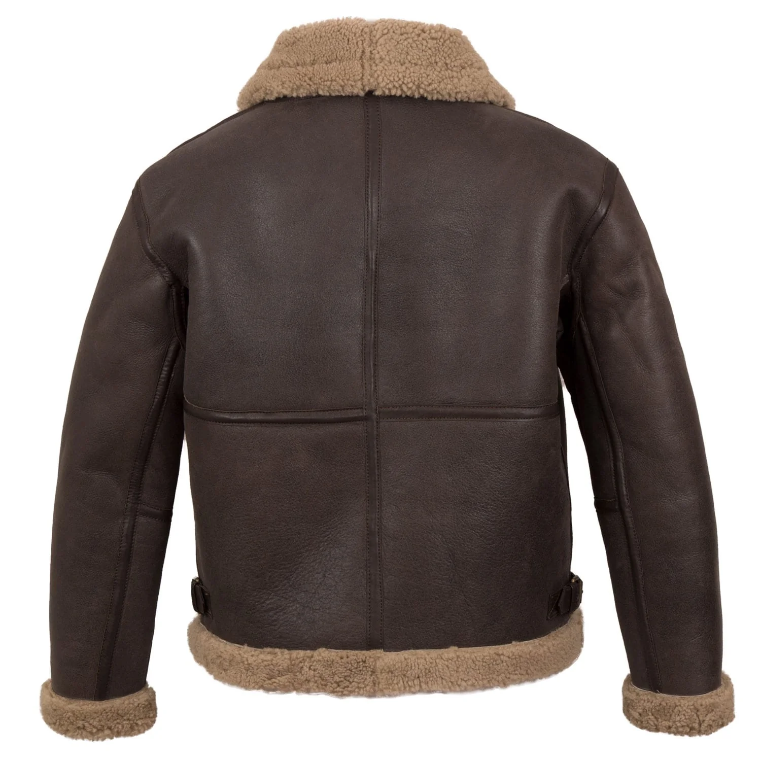 B5: Men's Beige Sheepskin Leather Flying Jacket by VogueHide - Image 2