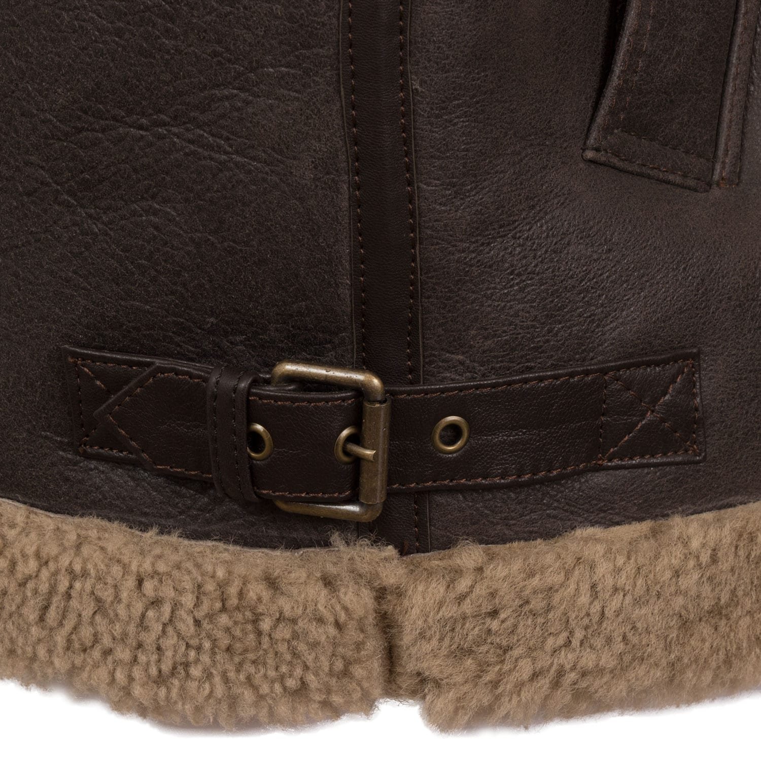 B5: Men's Beige Sheepskin Leather Flying Jacket by VogueHide - Image 5