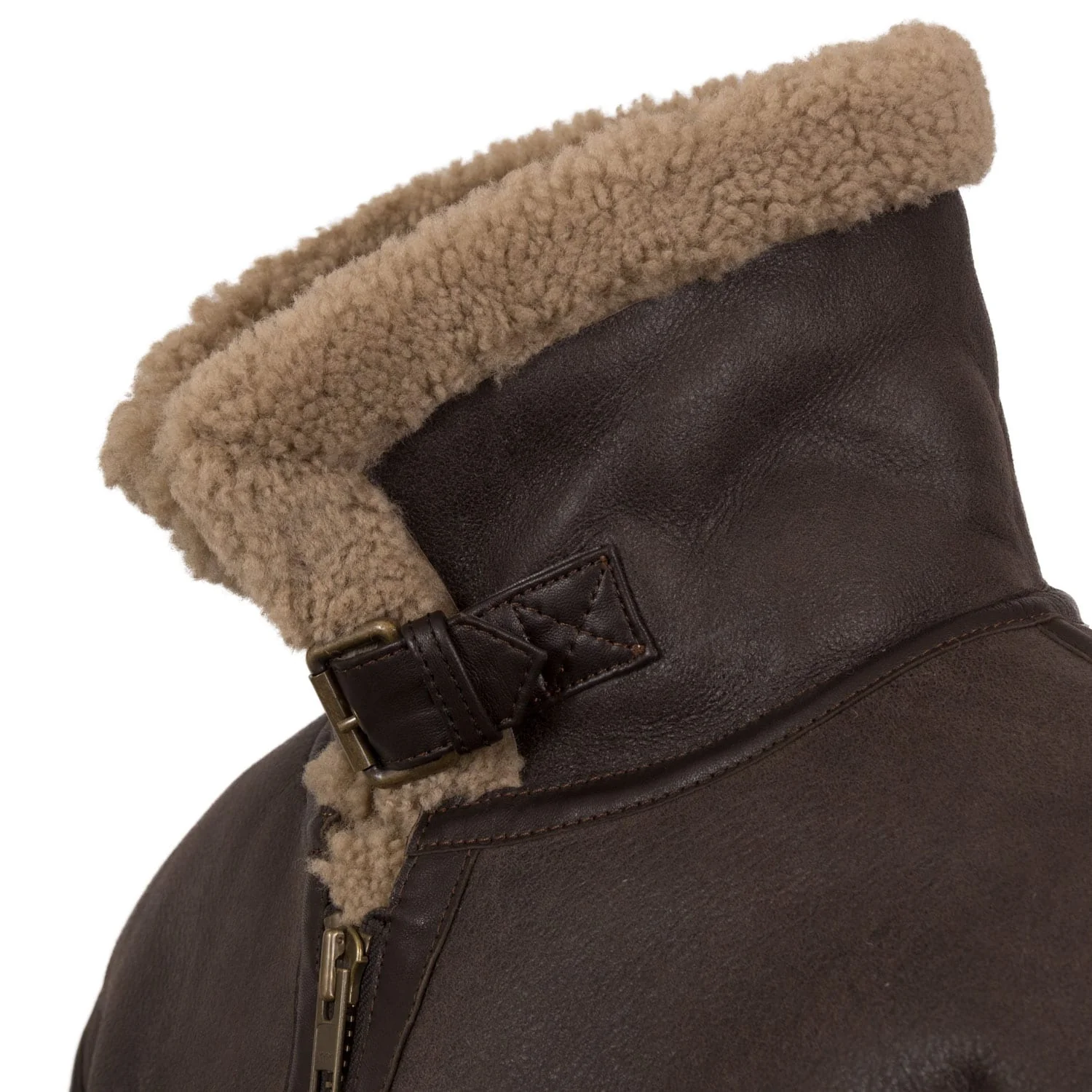 B5: Men's Beige Sheepskin Leather Flying Jacket by VogueHide - Image 3