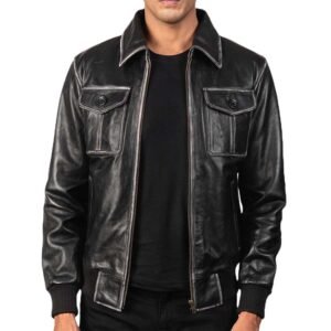 Aaron Leather Bomber Jacket by VogueHide