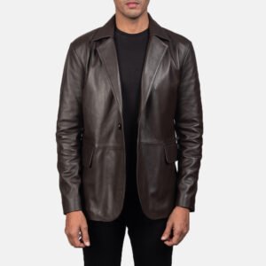 Daron Brown Leather Blazer by VogueHide