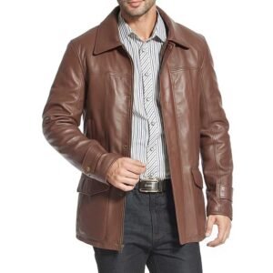Brown Leather Trench Coat Men’s – Lambskin Leather Coats by VogueHide