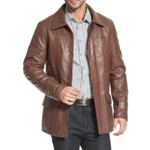 Brown Leather Trench Coat Men’s – Lambskin Leather Coats by VogueHide