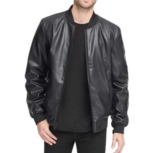 Black Men’s Genuine Leather Bomber Jacket
