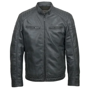 Budd: Men's Grey Leather Jacket by VogueHide
