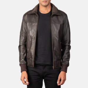 Air Rolf Brown Leather Bomber Jacket by VogueHide