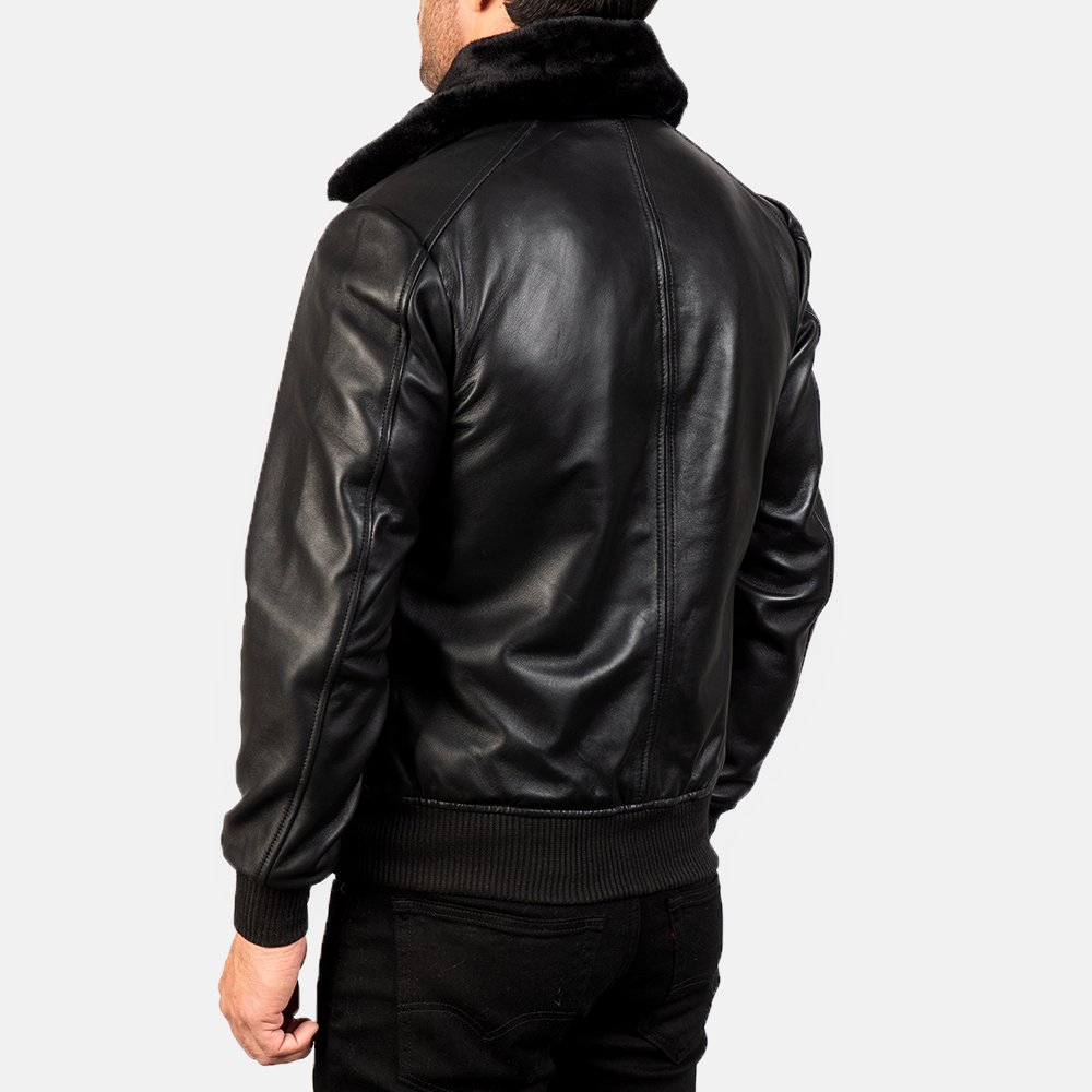 Airin G-1 Black Leather Bomber Jacket by VogueHide - Image 2