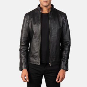 Alex Black Leather Biker Jacket by VogueHide