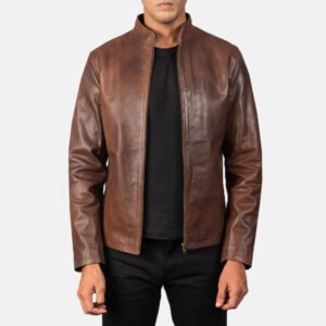 Alex Brown Leather Biker Jacket by VogueHide