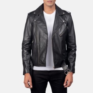 Allaric Alley Black Leather Biker Jacket by VogueHide