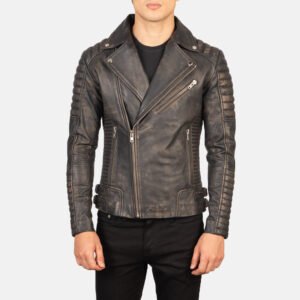Armand Distressed Brown Leather Biker Jacket by VogueHide